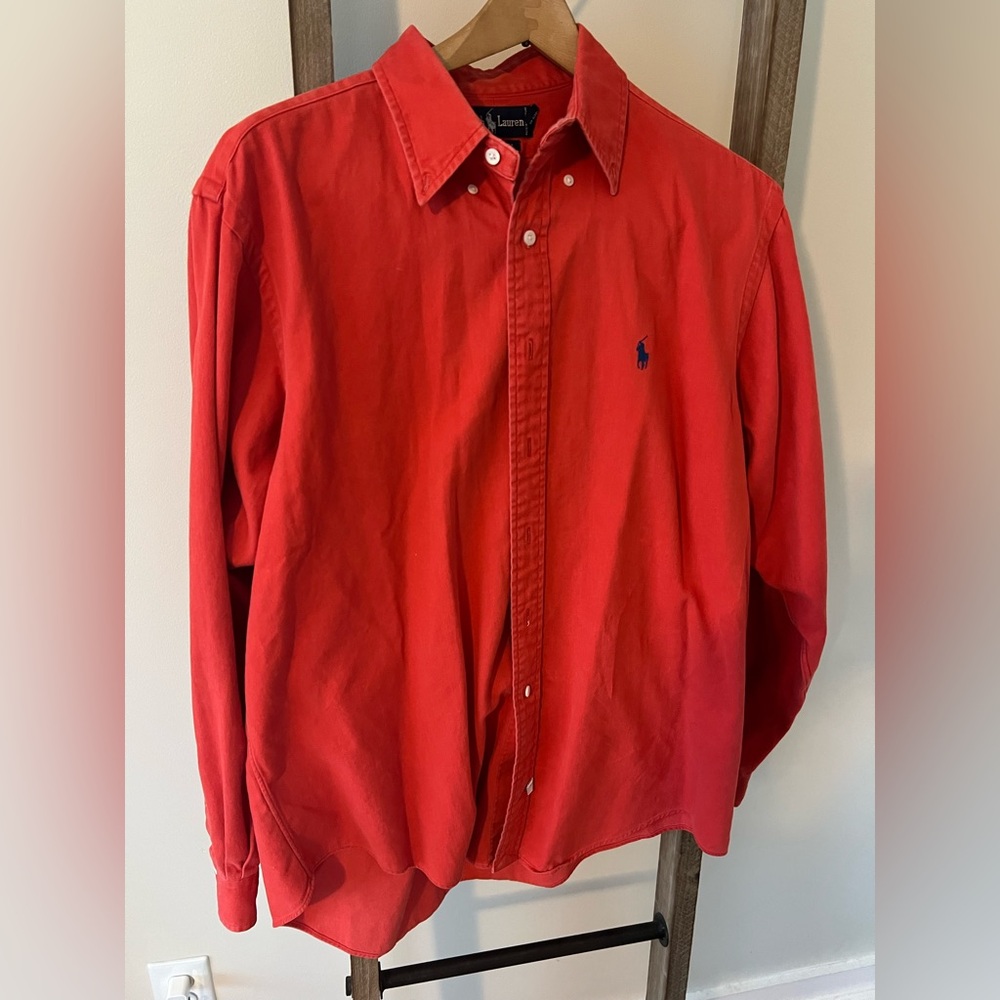 Ralph Lauren Red Casual Button Down Shirt Classic Style
